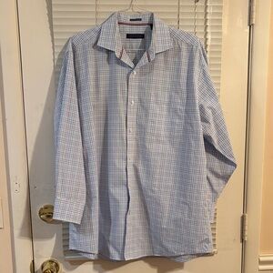 Tommy Hilfiger Light Blue & Purple Checkered Button Down Shirt 17 1/2 32/33